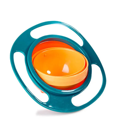 Spill-Resistant Kids Bowl: Gyro Shape with 360-Degree Rotation and Lid