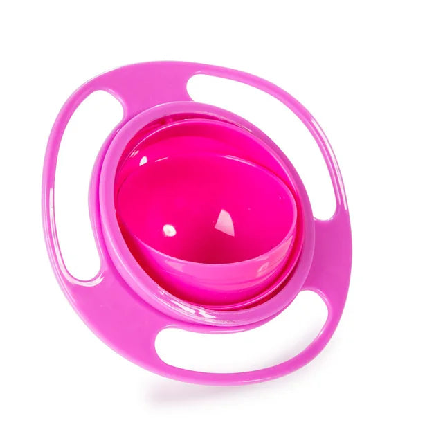 Spill-Resistant Kids Bowl: Gyro Shape with 360-Degree Rotation and Lid